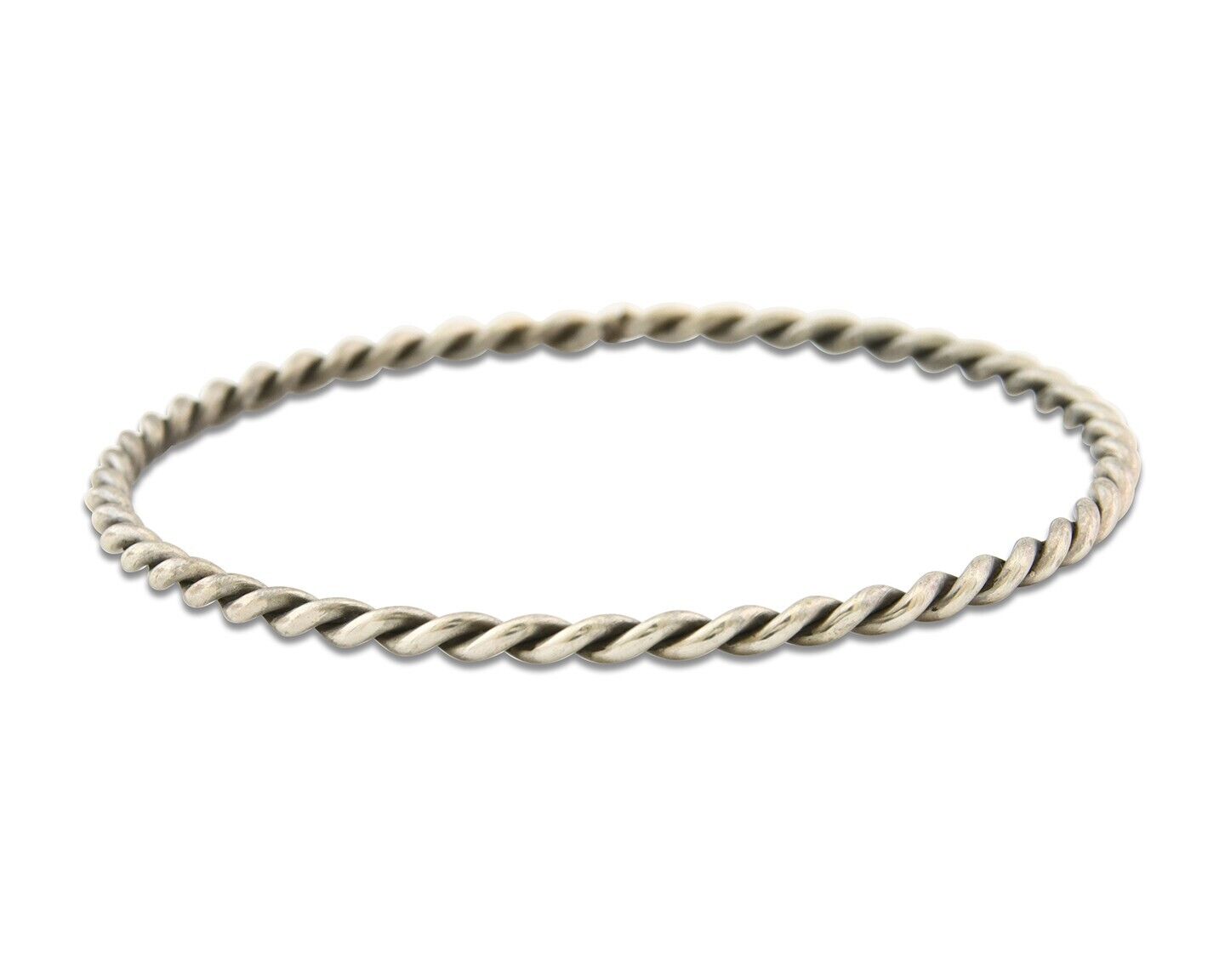 Navajo Bangle Bracelet 925 Silver Hand Stamped Twist Native American Artist C80s