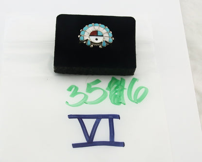 Vintage Zuni Ring 925 Sterling Silver Natural Gemstone Size 8.25