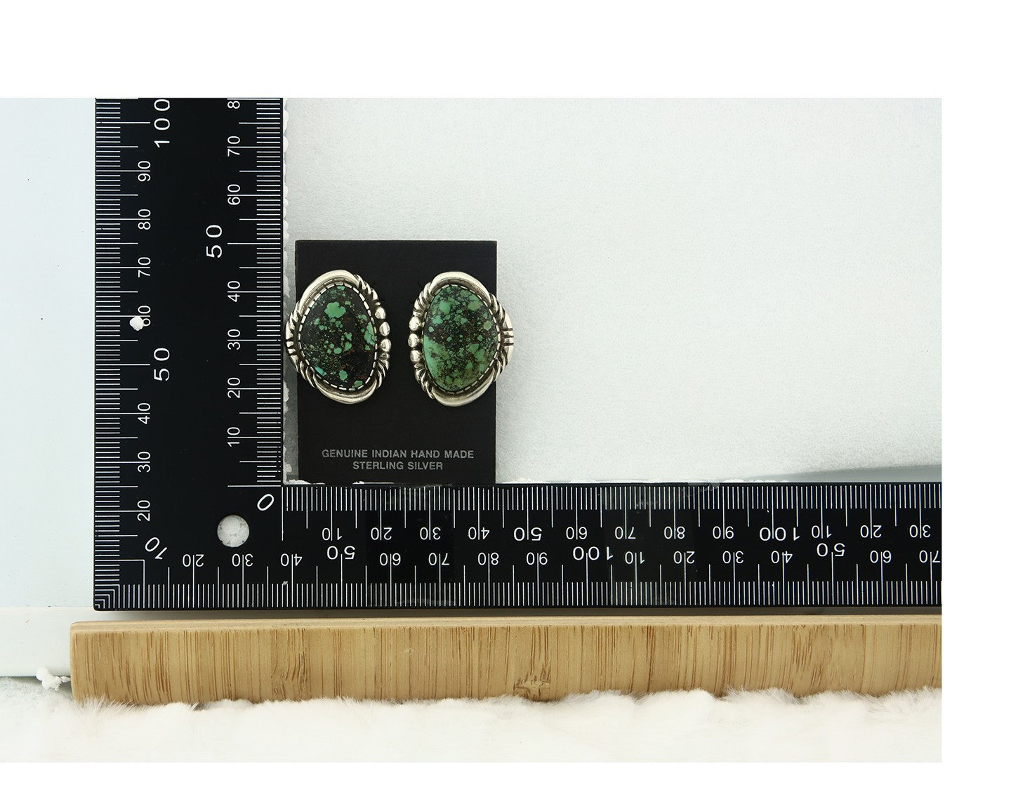 Navajo Earrings Sterling Silver Natural Turquoise Vintage Signed E Jackson