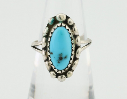 Navajo Ring 925 Silver Sleeping Beauty Turquoise Artist Signed SC C.80's