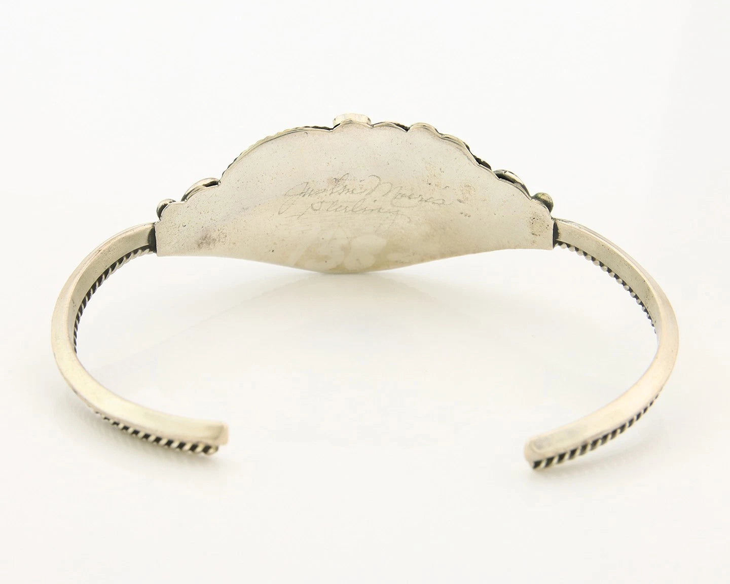 Navajo Cuff Bracelet Sterling Silver Authentic Pink Muscle Signed Justin Morris