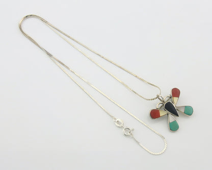 Navajo Butterfly Necklace Sterling Silver Authentic Natural Gemstone