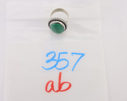 Navajo Ring 925 Silver Natural Malachite Native American Artist Size 7.25 C.80's