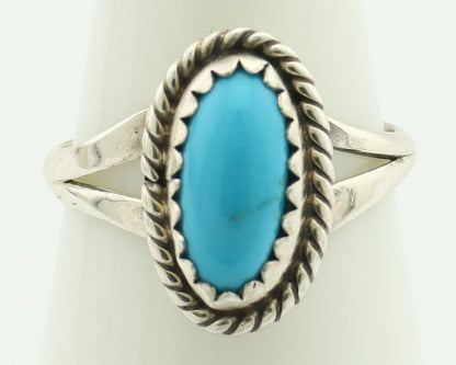 Navajo Ring .925 Silver Sleeping Beauty Turquoise Native American Artist C.80's