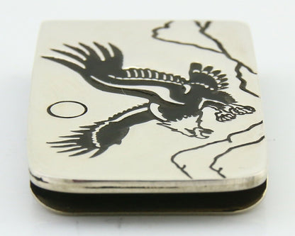 Navajo Eagle Money Clip .925 Silver & .999 Nickle Native American Artist C.80's