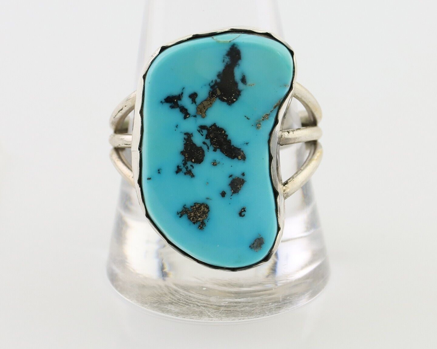 Navajo Ring 925 Silver Natural Blue Turquoise Signed Tony Guerro C.80's