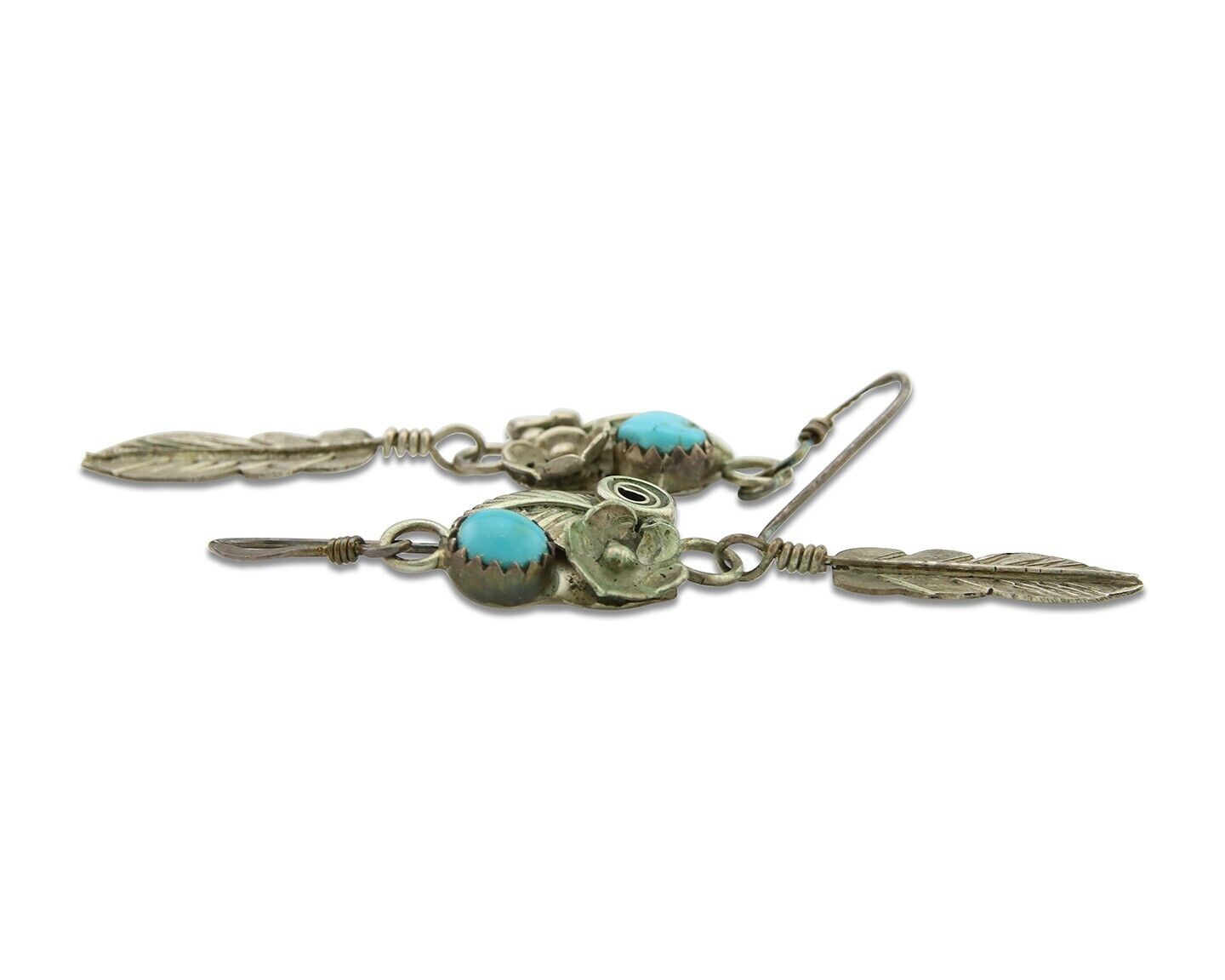 Navajo Earrings 925 Silver Natural Turquoise Native Artist C.80's