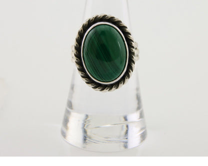 Navajo Ring 925 Silver Natural Malachite Native American Artist C.80's