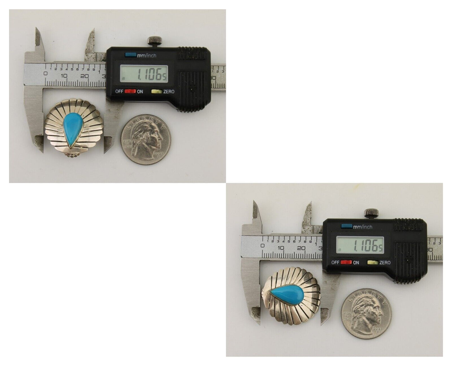 Navajo Earrings 925 Silver Natural Blue Native American Artist C.80's