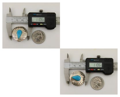 Navajo Earrings 925 Silver Natural Blue Native American Artist C.80's