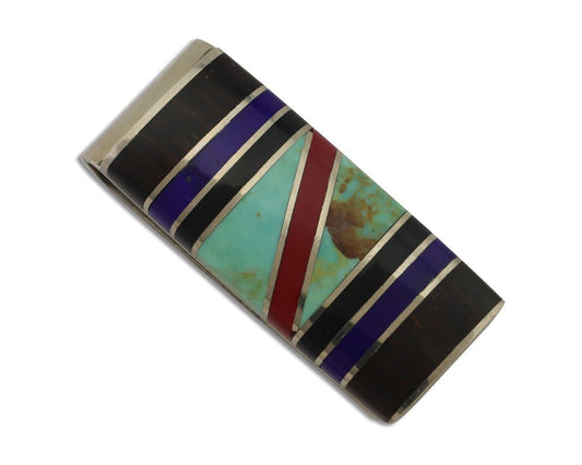 Navajo Turquoise Money Clip .925 Silver & .999 Nickle Native Artist C.80's