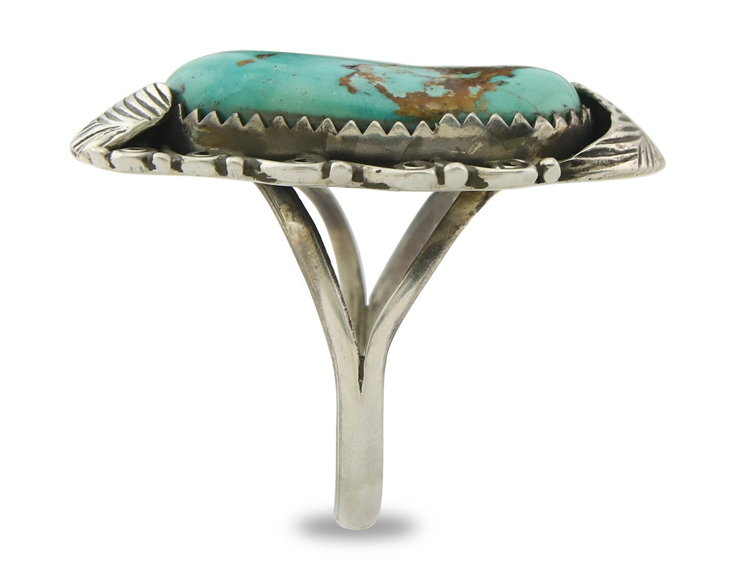 Traditional Navajo Ring Sterling Silver Authentic Turquoise Handmade Size 8.0