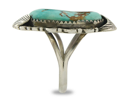 Traditional Navajo Ring Sterling Silver Authentic Turquoise Handmade Size 8.0