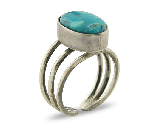 Vintage Navajo Ring Sterling Natural Gemstone Native Artist Size 6.5