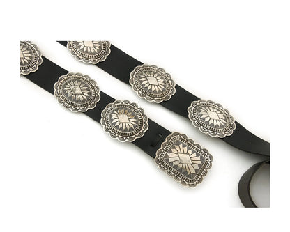 Navajo Concho Belt Sterling Silver Handmade Vintage Signed Secatero