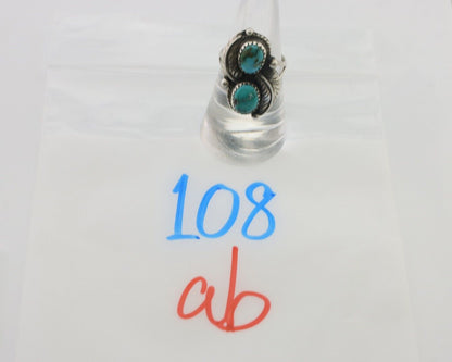 Navajo Ring 925 Silver Signed MC Blue Gem Turquoise C.80's