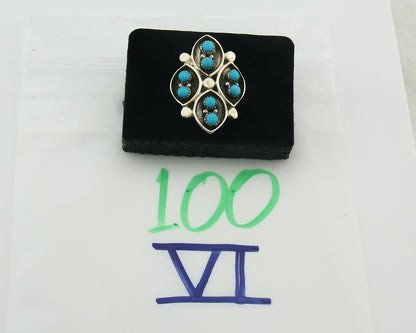 Vintage Zuni Ring 925 Sterling Authentic Natural Turquoise Native Artist Sz 7.0