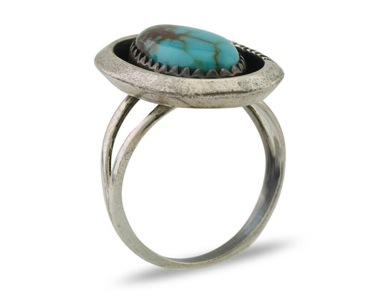 Navajo Ring 925 Silver Natural Turquoise Native American Artist C.80's