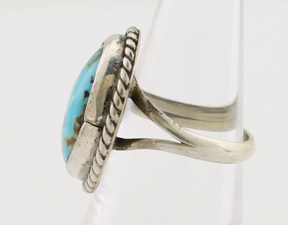 Navajo Ring 925 Silver Kingman Turquoise Native American Artist C.80's