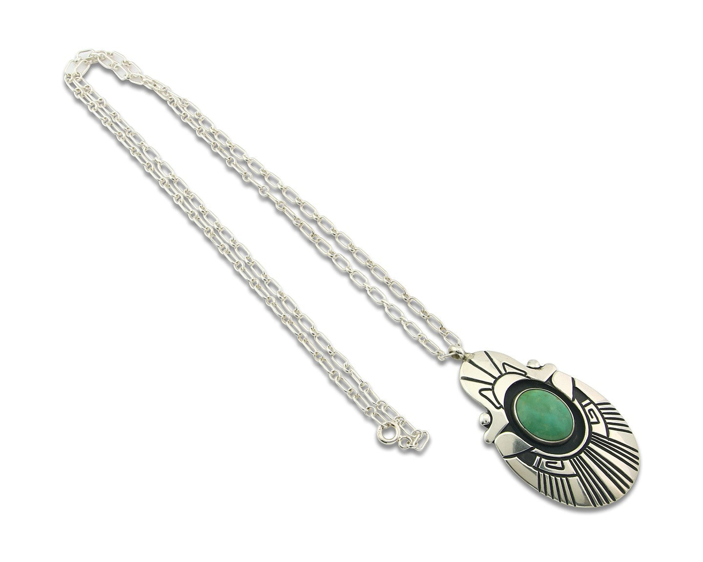 Navajo Sterling Silver Necklace Turquoise Authentic Vintage Signed Thomas Singer