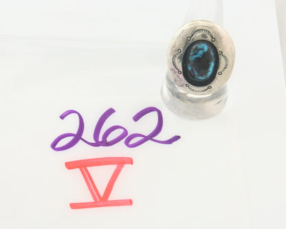 Vintage Navajo Ring 925 Sterling Authentic Traditional Turquoise Size 7.75