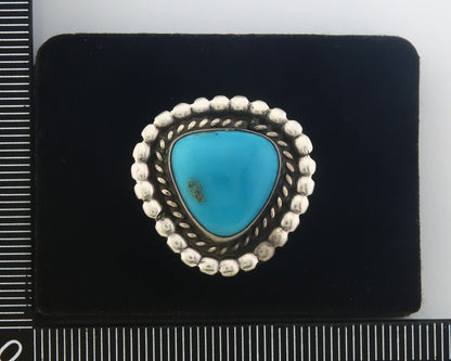 Navajo Ring 925 Sterling Natural Turquoise Native Artist C.80's Size 7.25
