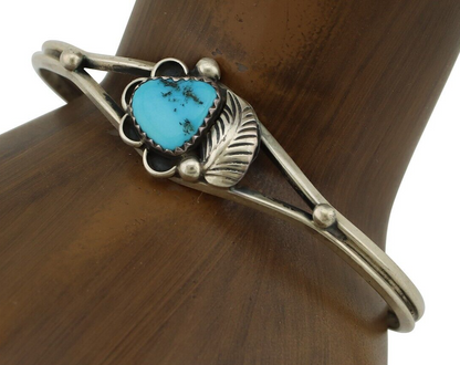 Navajo Bracelet 925 Silver Sleeping Beauty Turquoise Native American Artist C80s