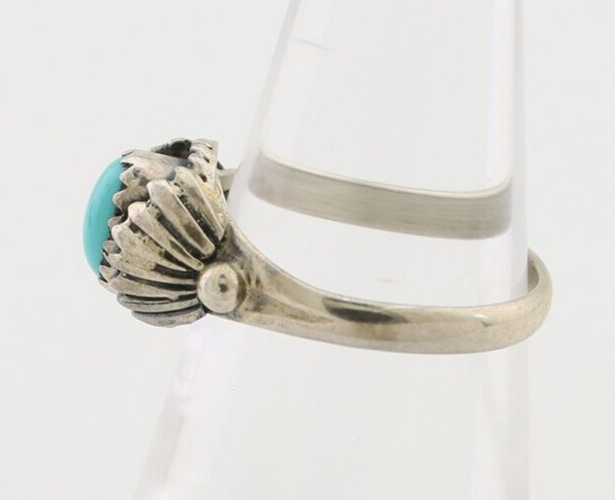 Navajo Ring 925 Silver Kingman Turquoise Native American Artist Made In 1985