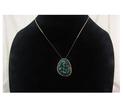 Navajo Sterling silver Necklace Turquosie Authentic Vintage Native American
