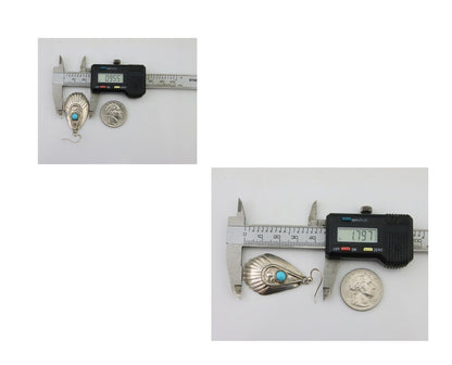 Navajo Earrings 925 Silver Turquoise Artist Signed Dean Brown C.80's