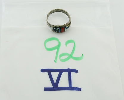 Vintage Zuni Ring 925 Sterling Natural Authentic Gemstone Signed T.S.W. Sz 10.25