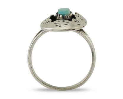 Navajo Ring 925 Silver Natural Blue Turquoise Native American Artist C.80's