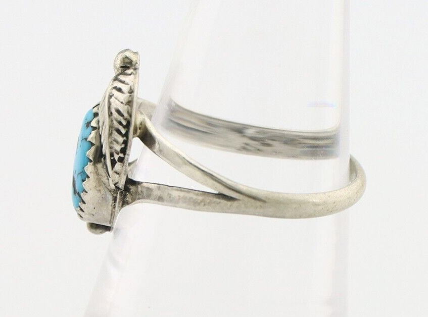 Navajo Ring 925 Silver Sleeping Beauty Turquoise Signed SkyStone Creations C80s