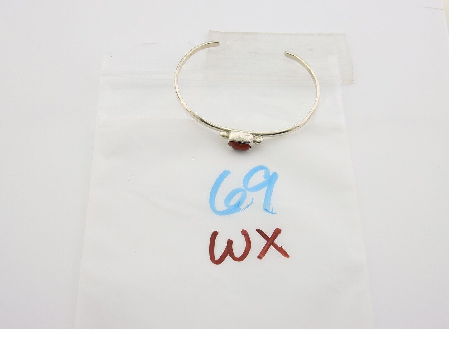 Navajo Bracelet .925 Silver Natural Red Coral Cuff Native American Artist C.80's