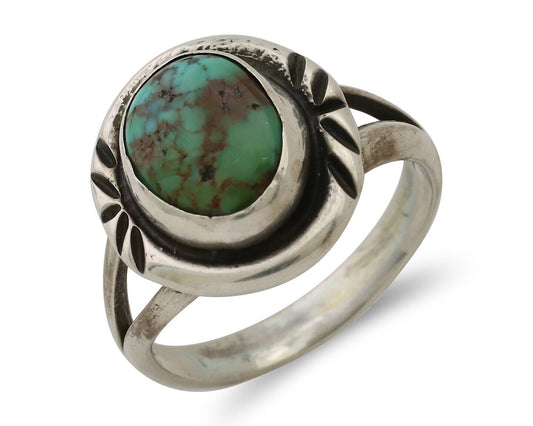 Navajo Ring 925 Silver Kingman Turquoise Native American Artist C.80's