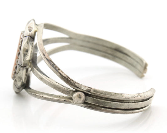 Navajo Cuff Bracelet Sterling Silver Authentic Pink Muscle Signed K