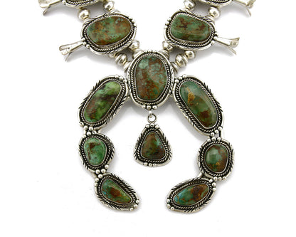 Navajo Larry Sandoval Squash Necklace Royston Turquoise .925 Silver C.80's