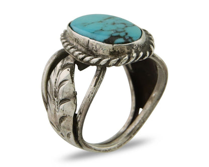 Navajo Ring 925 Silver Natural Blue Turquoise Native American Artist C.80's
