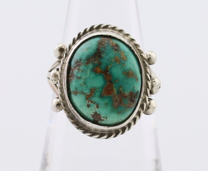 Navajo Ring 925 Silver Natural Blue Turquoise Artist Signed MC C.80's