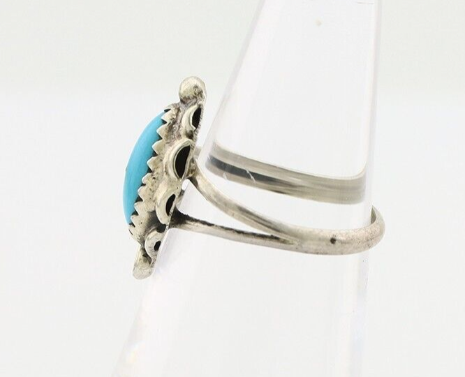 Navajo Ring 925 Silver Sleeping Beauty Turquoise Signed SkyStone Creations C80s