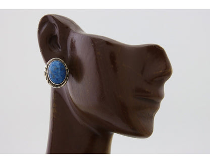 Navajo Paw Earrings 925 Silver Blue Denim Lapis Native American Artist C.80's