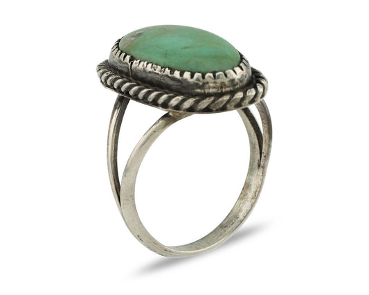Navajo Ring 925 Silver Kingman Turquoise Native American Artist C.80's