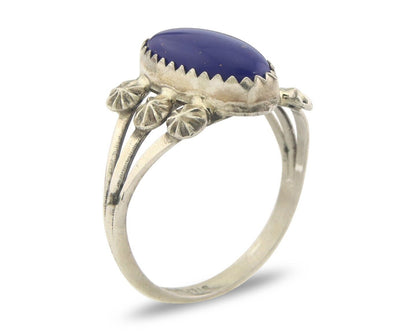 Navajo Ring 925 Sterling Natural Lapis Handmade Native Artist C.80's