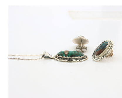 Navajo Necklace Earrings Set Sterling Silver Turquoise Vintage Signed M Begay