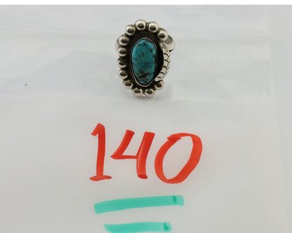 Navajo Ring 925 Silver Kingman Turquoise Native American Artist C.80's