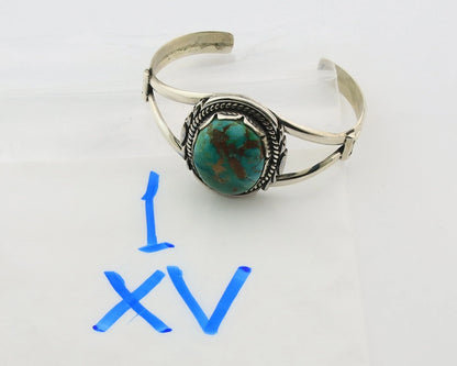 Navajo Cuff Bracelet Sterling Silver Kingman Turquoise Vintage Signed Sunrise