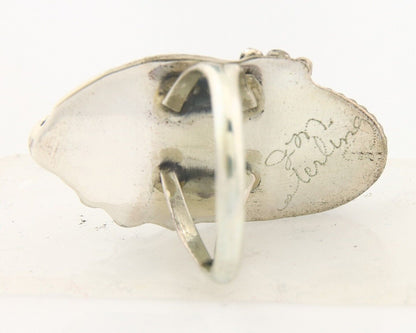 Navajo Ring 925 Sterling Turquoise Artist Justin Morris C.80's Size 9.0