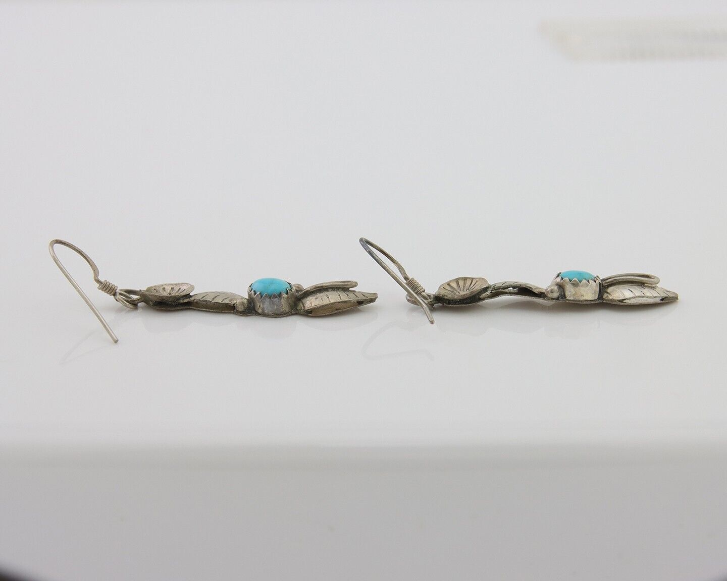 Navajo Dangle Earrings 925 Silver Natural Turquoise Native Artist C.80's