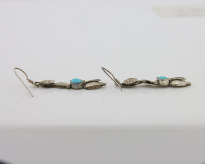 Navajo Dangle Earrings 925 Silver Natural Turquoise Native Artist C.80's
