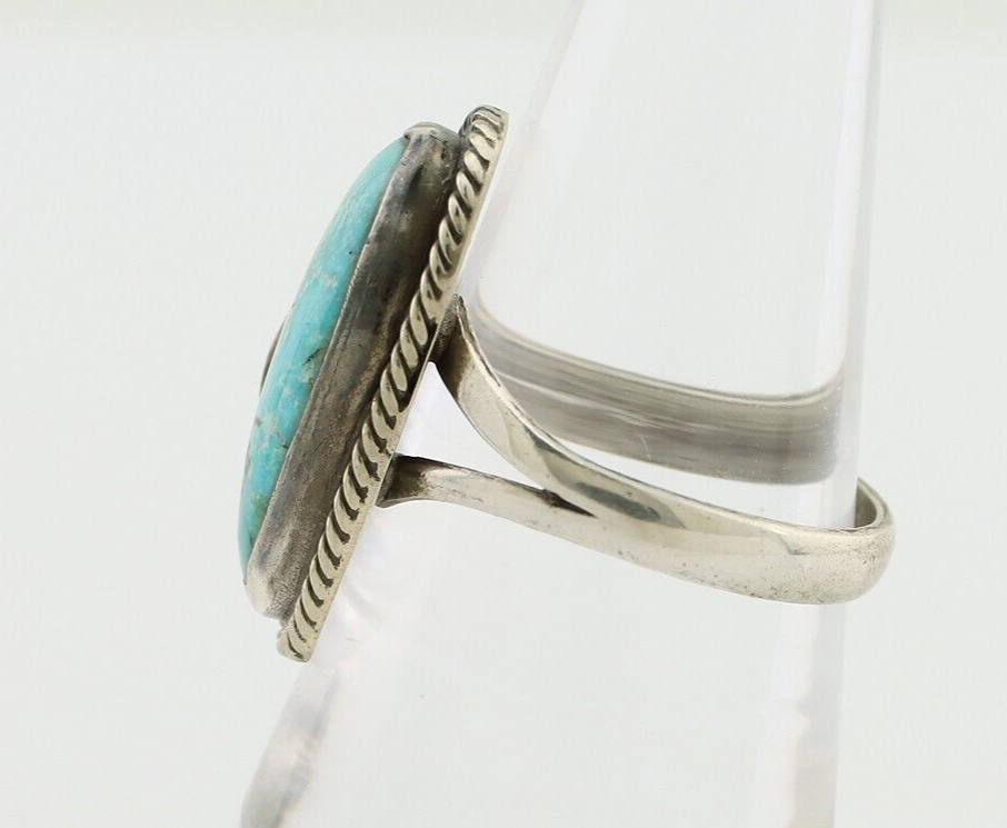Navajo Handmade Ring 925 Silver Natural Turquoise Native American Artist C.80's